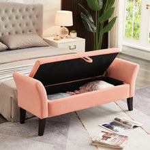 Load image into Gallery viewer, 51.5&quot; Bed Bench with Storage Pinlk Velvet