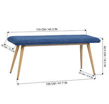 Load image into Gallery viewer, 45.3&quot; Dining Room Bench with Metal Legs - DARK BLUE