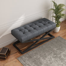 Load image into Gallery viewer, 44&quot; Retro Metal Base with Vintage Vegan Leather Bed Bench (Dark grey)