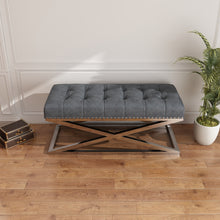 Load image into Gallery viewer, 44&quot; Stainless Steel Base with Vintage Vegan Leather Bed Bench (Dark Grey)