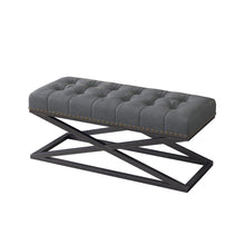 Load image into Gallery viewer, 44&quot; Retro Metal Base with Vintage Vegan Leather Bed Bench (Dark grey)