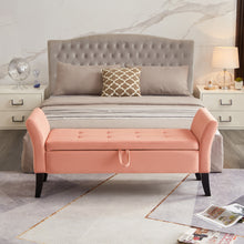 Load image into Gallery viewer, 51.5&quot; Bed Bench with Storage Pinlk Velvet