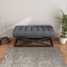 Load image into Gallery viewer, 44&quot; Retro Metal Base with Vintage Vegan Leather Bed Bench (Dark grey)