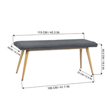 Load image into Gallery viewer, 45.3&quot; Dining Room Bench with Metal Legs - CHARCOAL