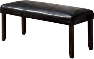 1pc Bench Only Dark Cherry And Espresso Padded Leatherette Upholstered Seat Solid wood Kitchen Dining Room Furniture