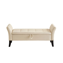 Load image into Gallery viewer, 51.5&quot; Bed Bench with Storage Beige Velvet