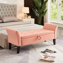 Load image into Gallery viewer, 51.5&quot; Bed Bench with Storage Pinlk Velvet