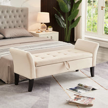 Load image into Gallery viewer, 51.5&quot; Bed Bench with Storage Beige Velvet